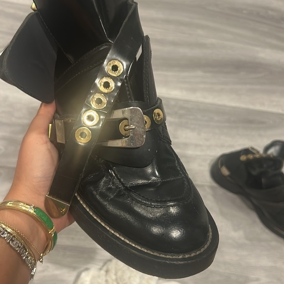 Balenciaga Black Leather Cutout Boots 38 1/2 - Picture 4 of 10